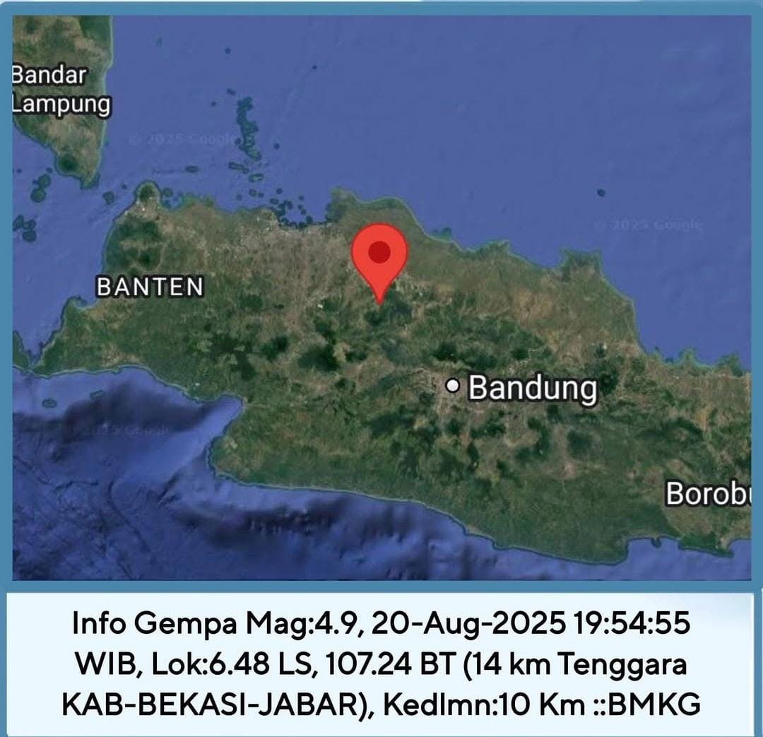 Bekasi Diguncang Gempa M4,7, BMKG: Dipicu Sesar Naik Jawa Barat